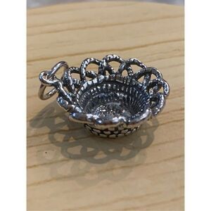 .925 Vintage Straw Bread Basket Sterling Silver Jewelry Charm #vintage basket